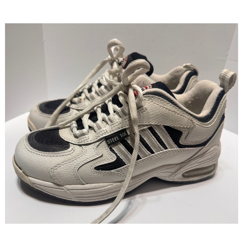 Brahma Eagle Steel Toe Work Sneakers White Navy Leather Chunky Utility Womens 9